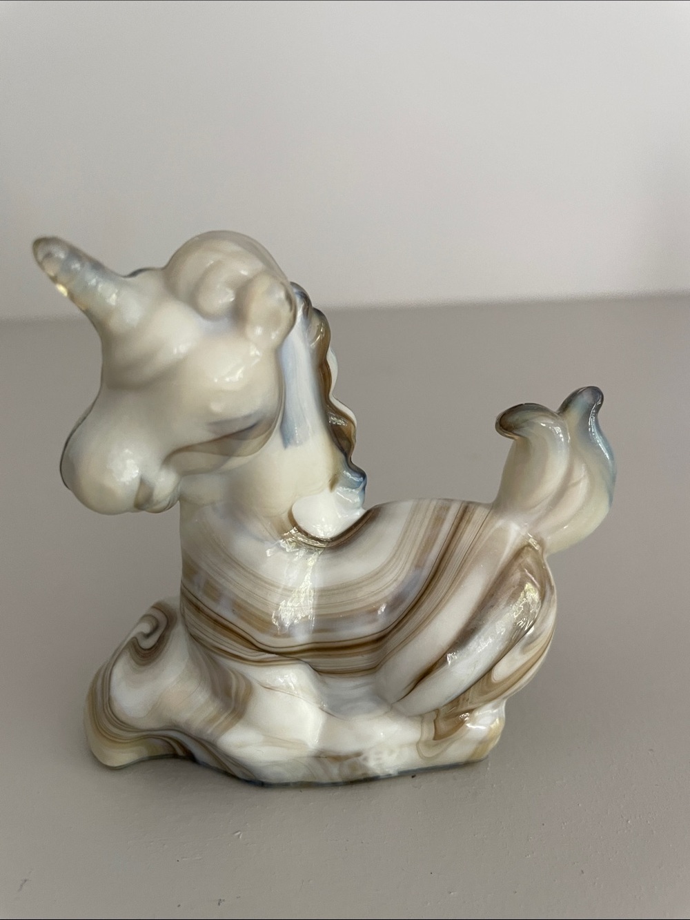 Boyd Glass Toffee Slag Lucky Unicorn Figurine